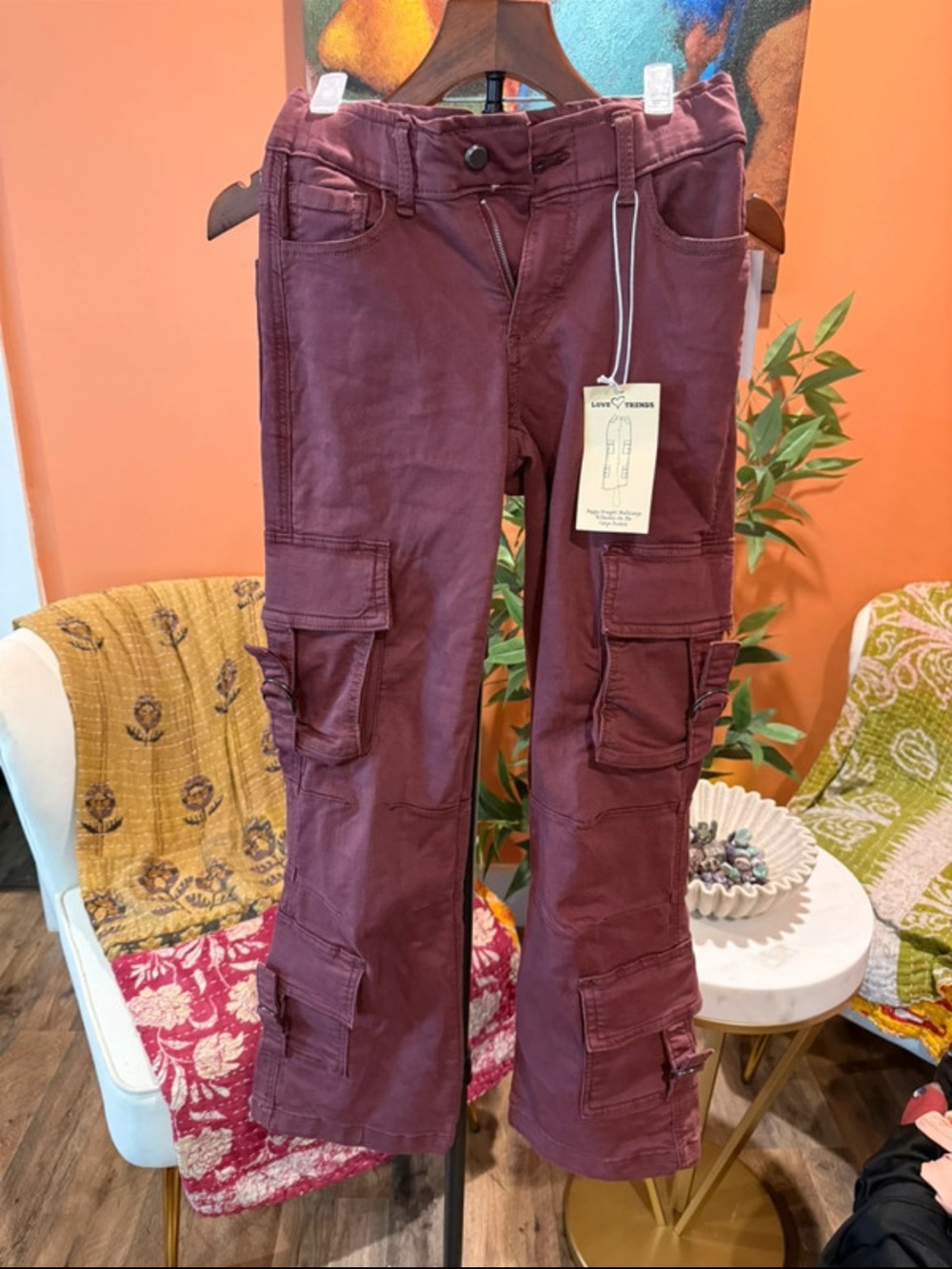 Women's Burgundy Cargo Jeans